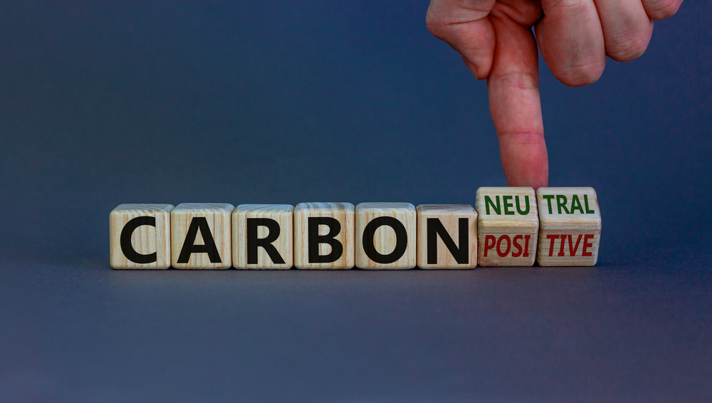 carbon neutral on wooden blocks